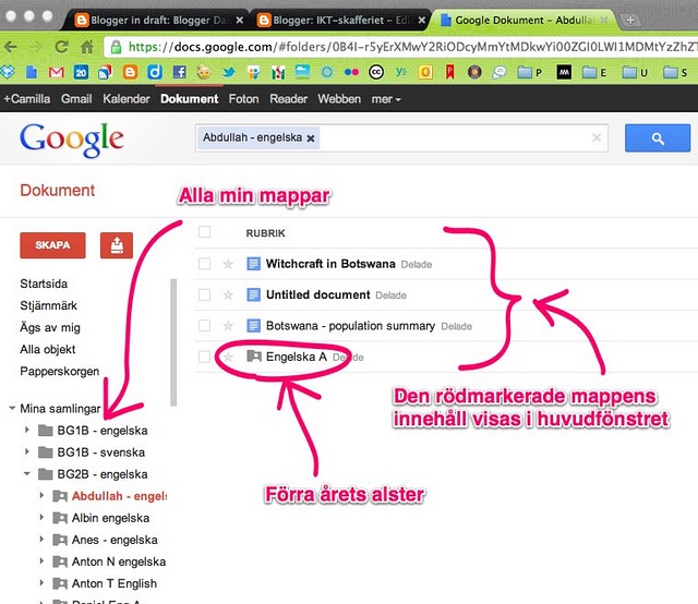 Mappstruktur i google dokument.