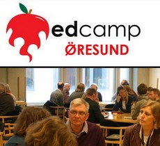 Edcamp Öresunds logotype med människor i diskussion på bilden nedan.