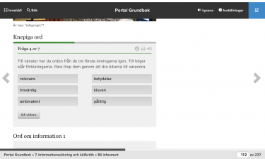 Skärmbild av portal grundbok.