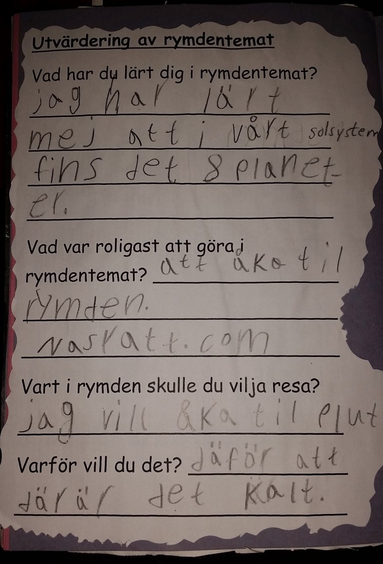 Skrivna svar på frågor.