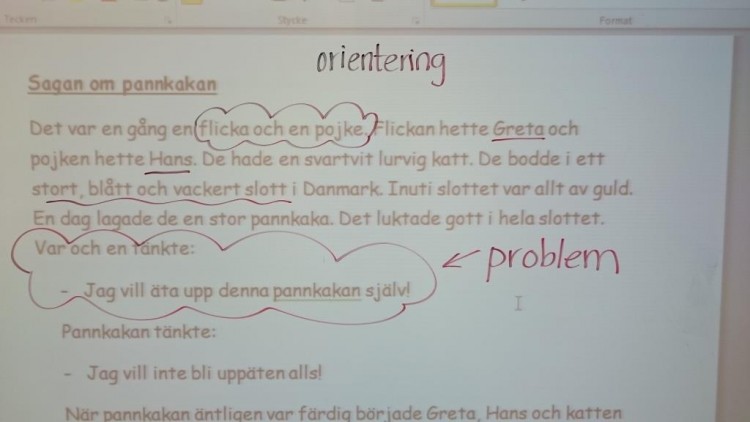 Text på tavla.