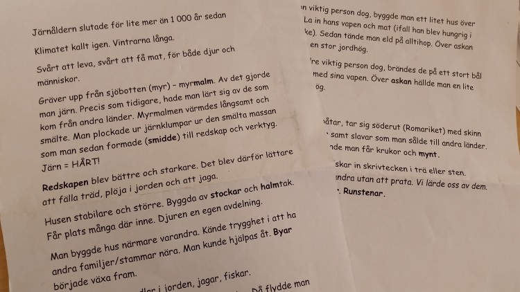 Text skriven på dator om järnåldern.