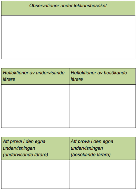 Auskultationsprotokoll med olika rutor att fylla i.