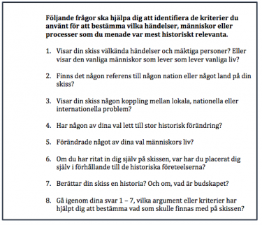 Åtta frågor för att bedöma historisk relevans.