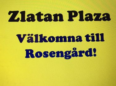 Skylt som välkomnar till Rosengård.