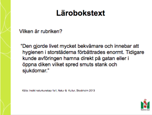 Bild ur presentation om lärobokstext.