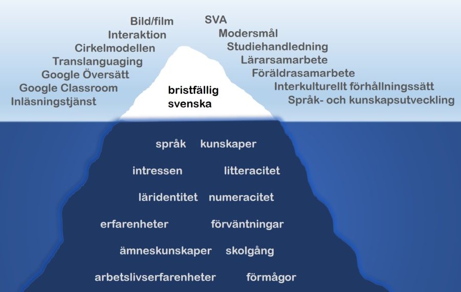 Isberg som symboliserar ett interkulturellt förhållningssätt i mötet med nyanlända elever.