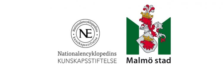 Loggorna för Nationalencyklopedin och för Malmö stad.