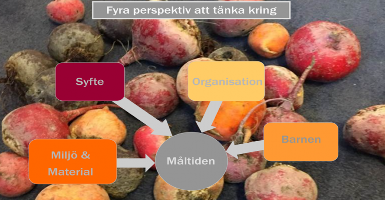 Olika perspektiv att tänka kring måltidspedagogik presenteras.