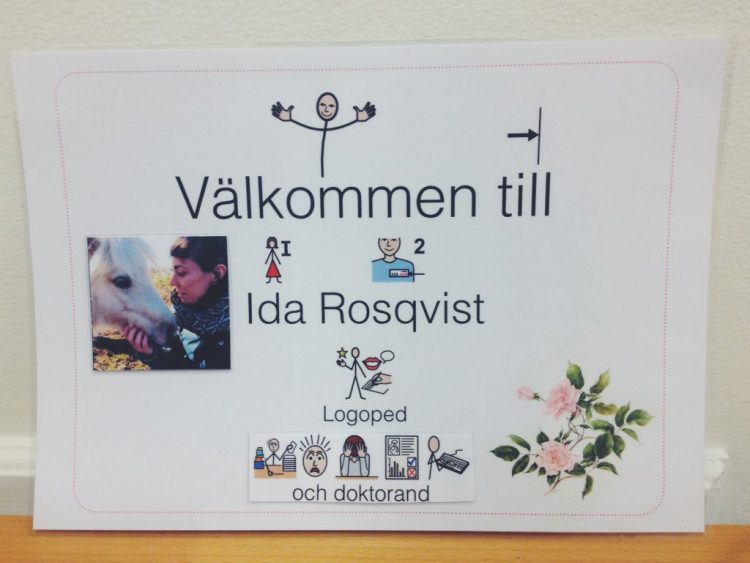 Skylt som välkomnar in till Ida Rosqvist.