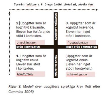 Modell över uppgifters språkliga krav.