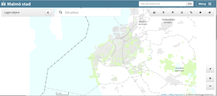 Bilden visar en karta över Malmö.