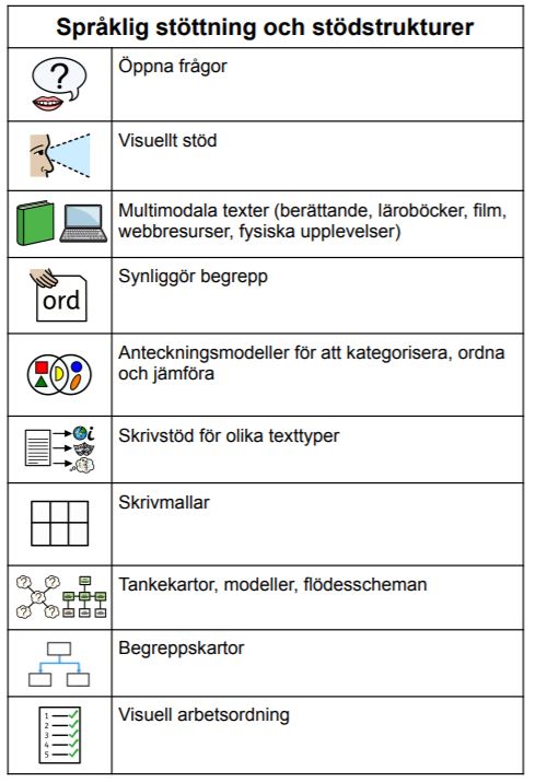 Struktur för språklig stöttning.