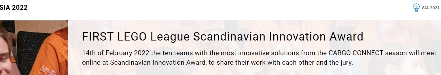 Texten 'First lego league scandinavian innovation award'.