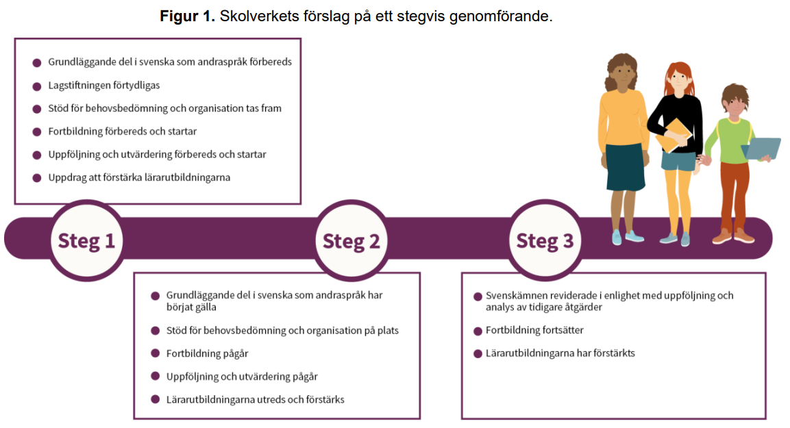 Skärmdump från Skolverkets material om stegvis genomförande.