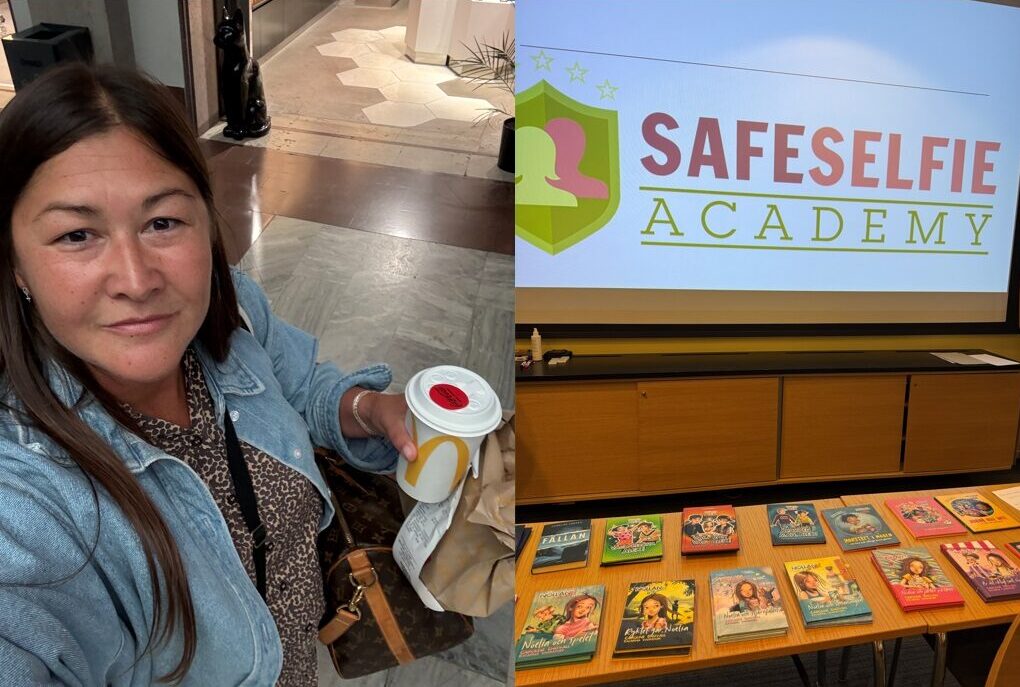 Desirée Bentzer tar en selfie på väg hem från utbildningen.