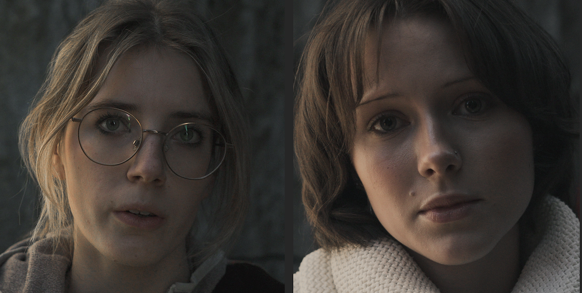 Porträtt av två olika personer med liknande bakgrund och ljussättning.